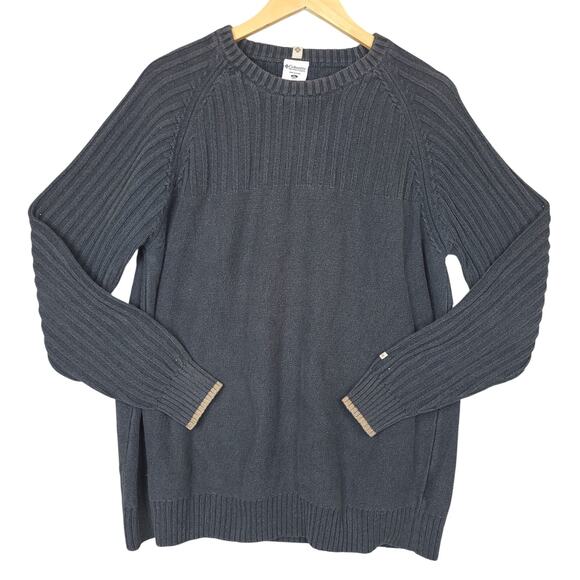 Columbia Mens Sweater Long Sleeve Crew Neck Ribbed Pullover XL Gray Fisherman - Picture 2 of 9